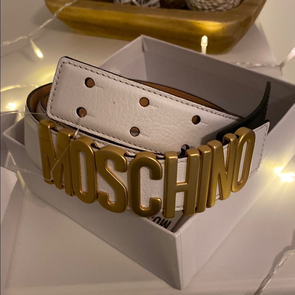 Moschino White and Black Belt Accessories